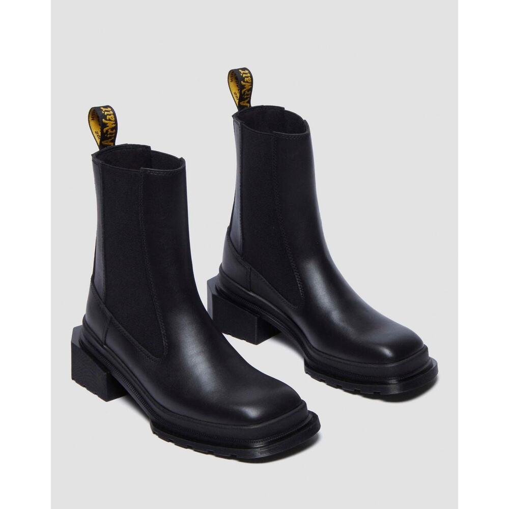 Dr. Martens Black Leather Chelsea Heeled Boots